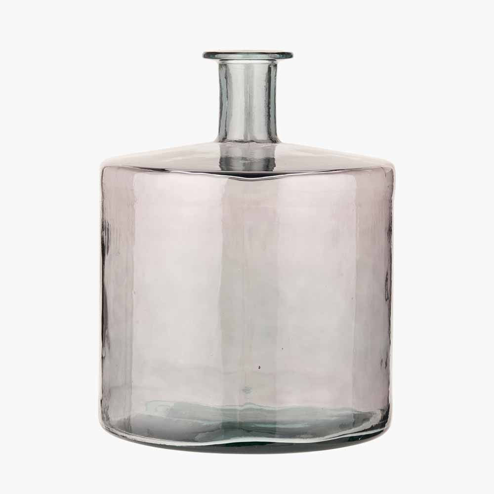 Grey Recycled Glass Bottle Vase